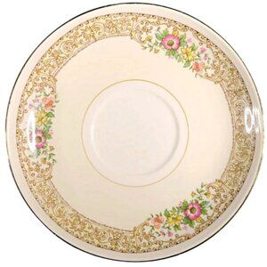 1944 Homer Laughlin Eggshell Nautilus Saucers Ornate Floral & Filigree, Set of 5